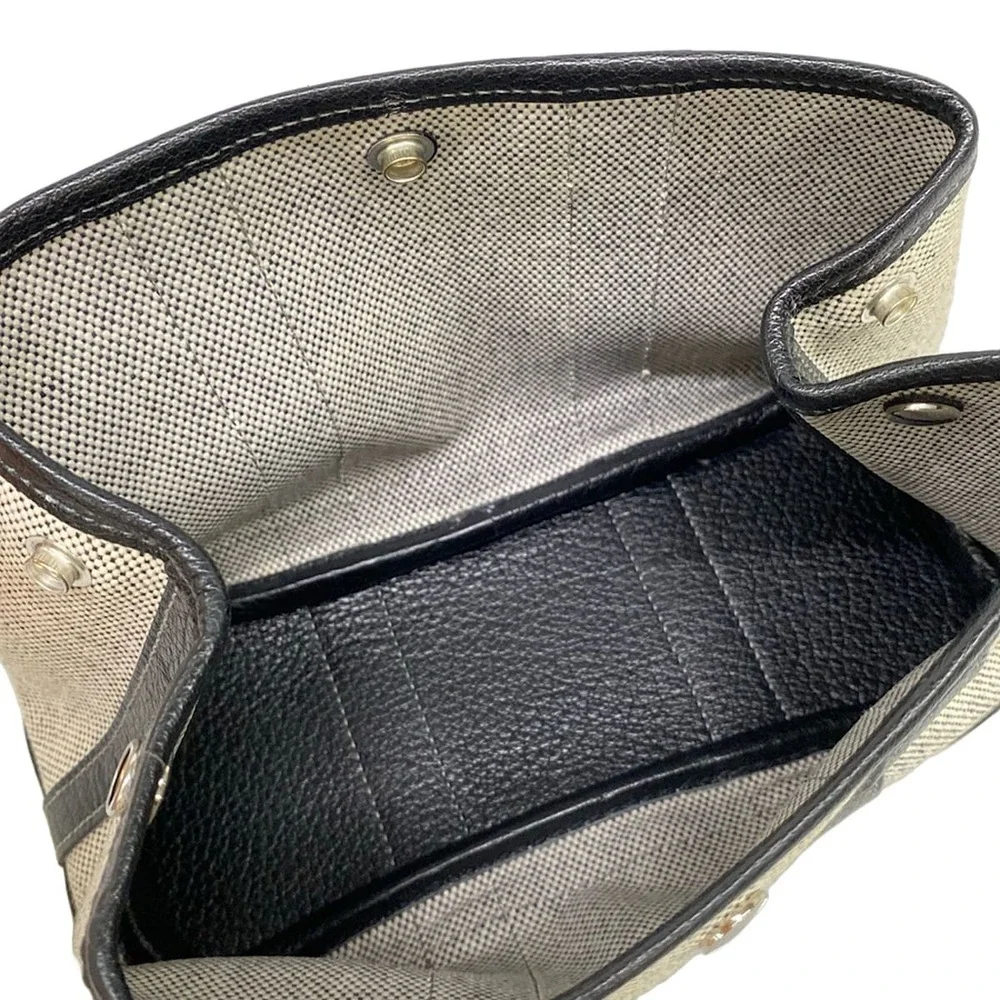 Hermès Garden Party Pouch Cream Black Toile H Leather